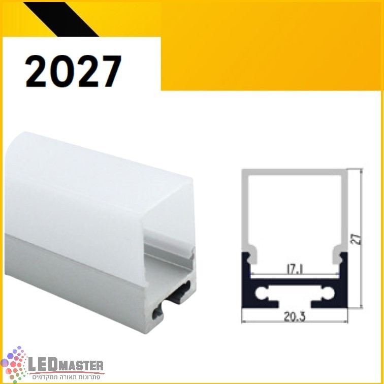 פרופיל תאורה אלומיניום חיצוני צמוד 20X27mm פרופיל תאורה אלומיניום חיצוני צמוד 20X27mm