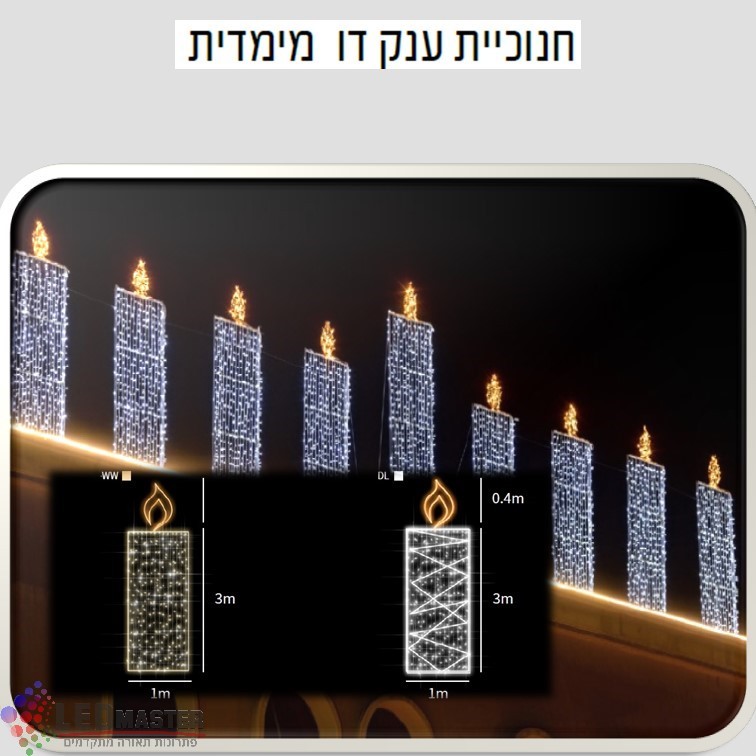 חנוכיית ענק דו מימדית מוארת חנוכיית ענק דו מימדית מוארת
