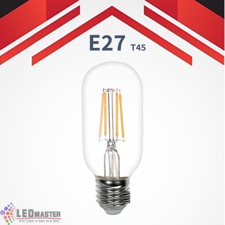 נורת לד גלוב T45 דמוי פחם שקוף 8W E27 2700K ניתן לעמעום נורת לד גלוב T45 דמוי פחם שקוף 8W E27 2700K ניתן לעמעום