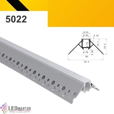 פרופיל תאורה אלומיניום פינה חיצונית 5022 כנף בקו אפס פרופיל תאורה אלומיניום פינה חיצונית 5022 כנף בקו אפס