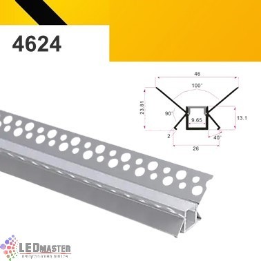פרופיל תאורה אלומיניום פרופיל פינה פנימית 4624 כנף בקו אפס פרופיל תאורה אלומיניום פרופיל פינה פנימית 4624 כנף בקו אפס