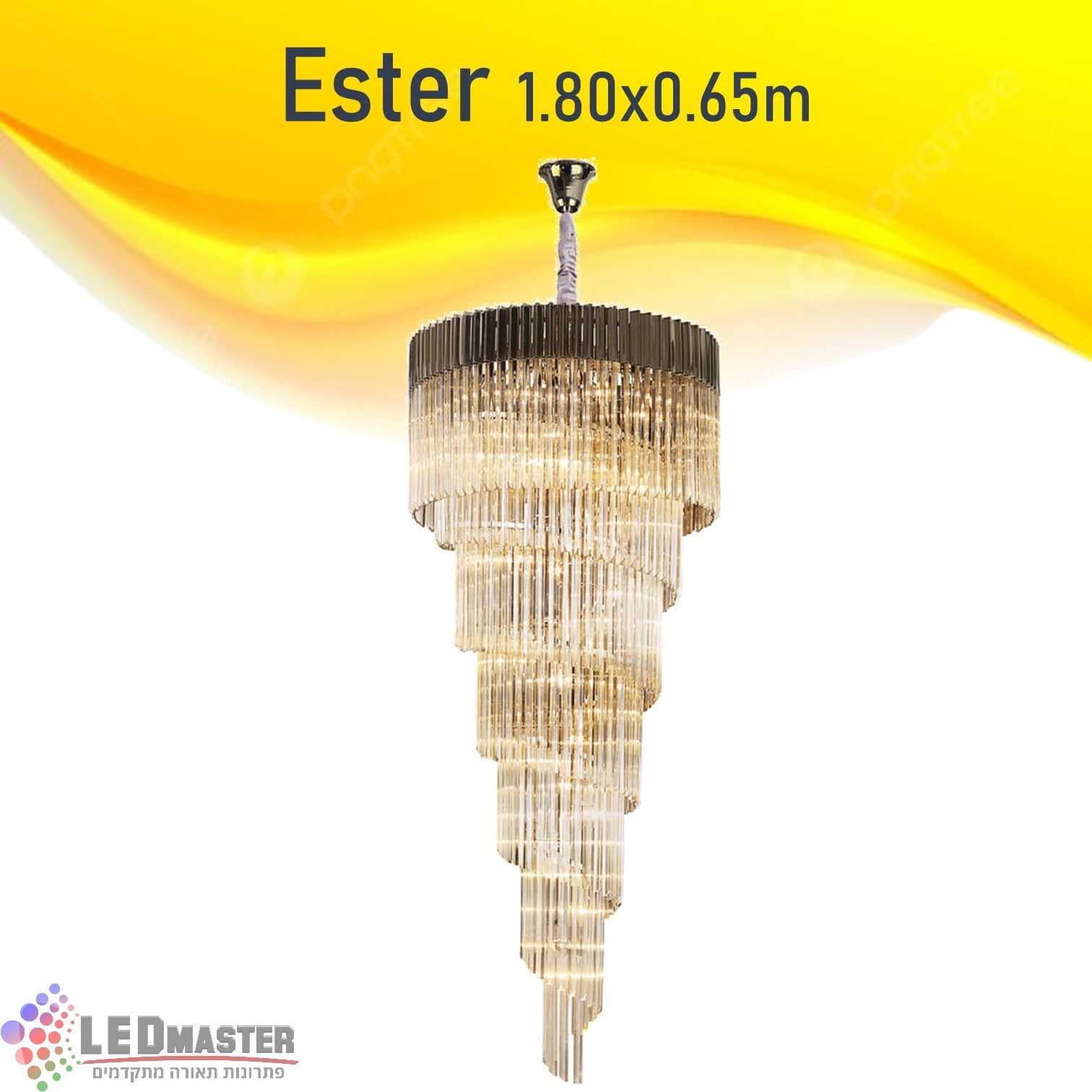 גוף תאורה תלוי נברשת קריסטל 185x65cm אסתר גוף תאורה תלוי נברשת קריסטל 185x65cm אסתר