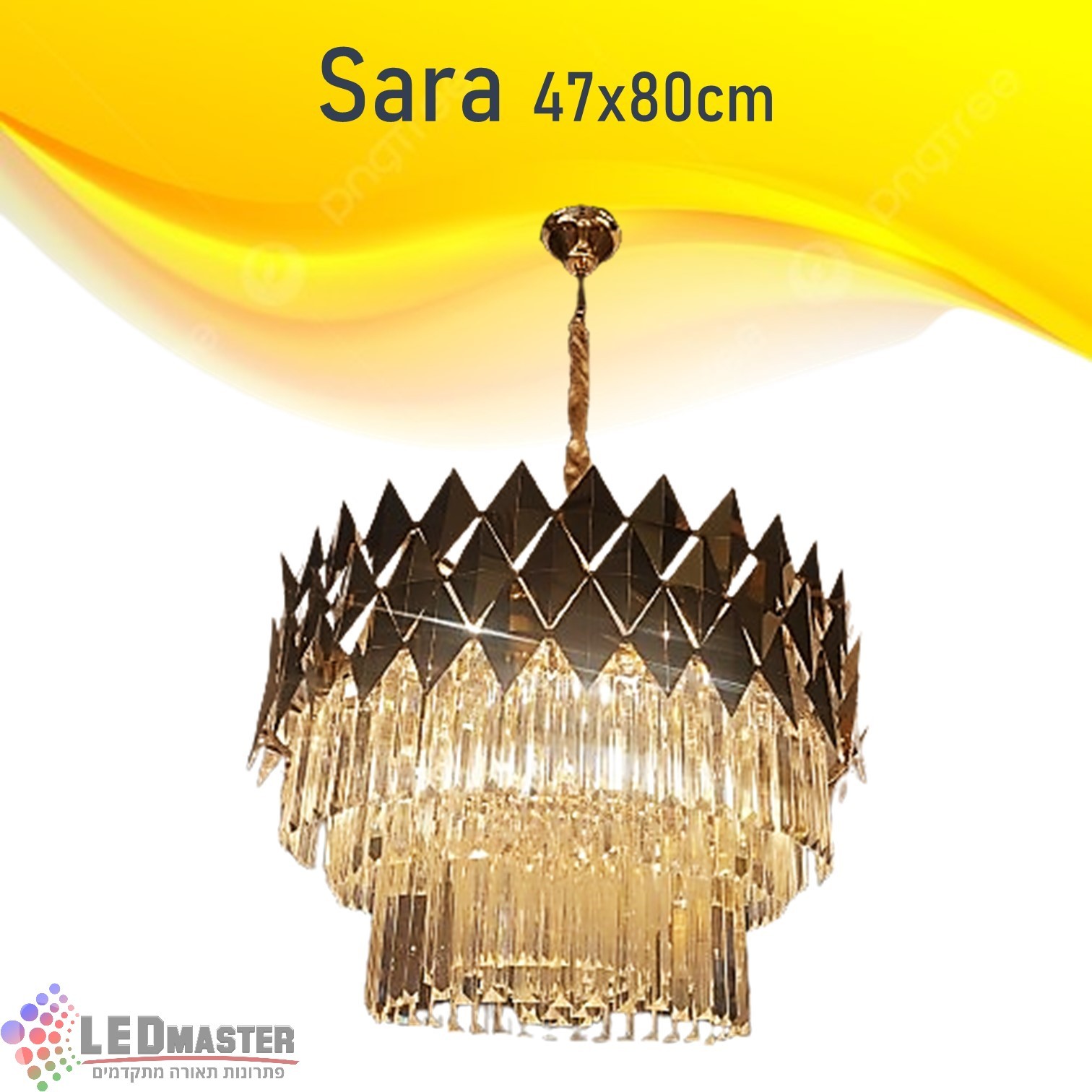 גוף תאורה תלוי נברשת קריסטל 47x80/60cm שרה גוף תאורה תלוי נברשת קריסטל 47x80/60cm שרה