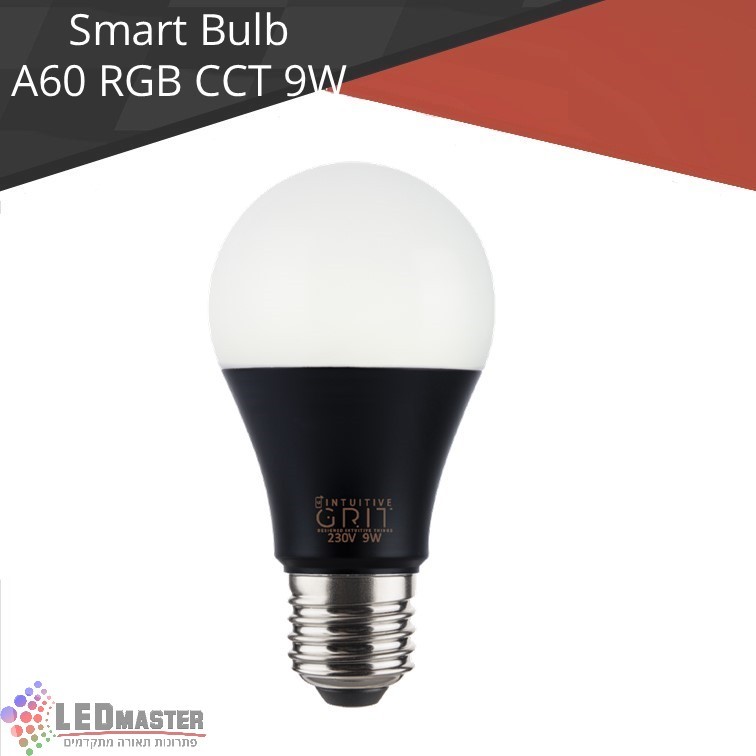 נורת לד חכמה GRIT BASIC SERIES ADIHA 60 משנה גוון וצבעונית A60 9 W RGB + CCT נורת לד חכמה GRIT BASIC SERIES ADIHA 60 משנה גוון וצבעונית A60 9 W RGB + CCT