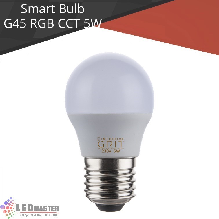 נורת לד חכמה GRIT BASIC SERIES ROTEMN 45 E27 RGB + CCT משנה גוון וצבעונית G45 5 W נורת לד חכמה GRIT BASIC SERIES ROTEMN 45 E27 RGB + CCT משנה גוון וצבעונית G45 5 W
