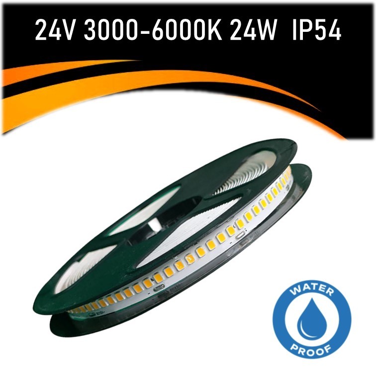 סרט לד מוגן מים IP54 24V 6000-3000K 24W סרט לד מוגן מים IP54 24V 6000-3000K 24W