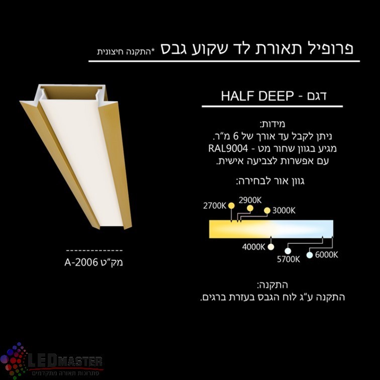 פרופיל תאורת לד שקוע גבס התקנה חיצונית פרופיל תאורת לד שקוע גבס התקנה חיצונית