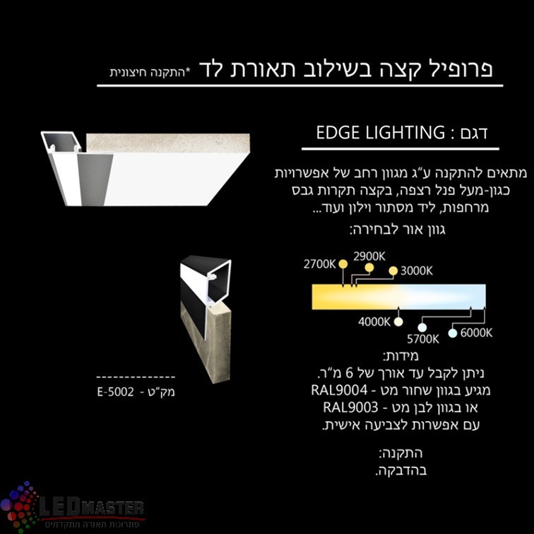 פרופיל תאורת לד, תאורת קצה לפנל ולגבס פרופיל תאורת לד, תאורת קצה לפנל ולגבס