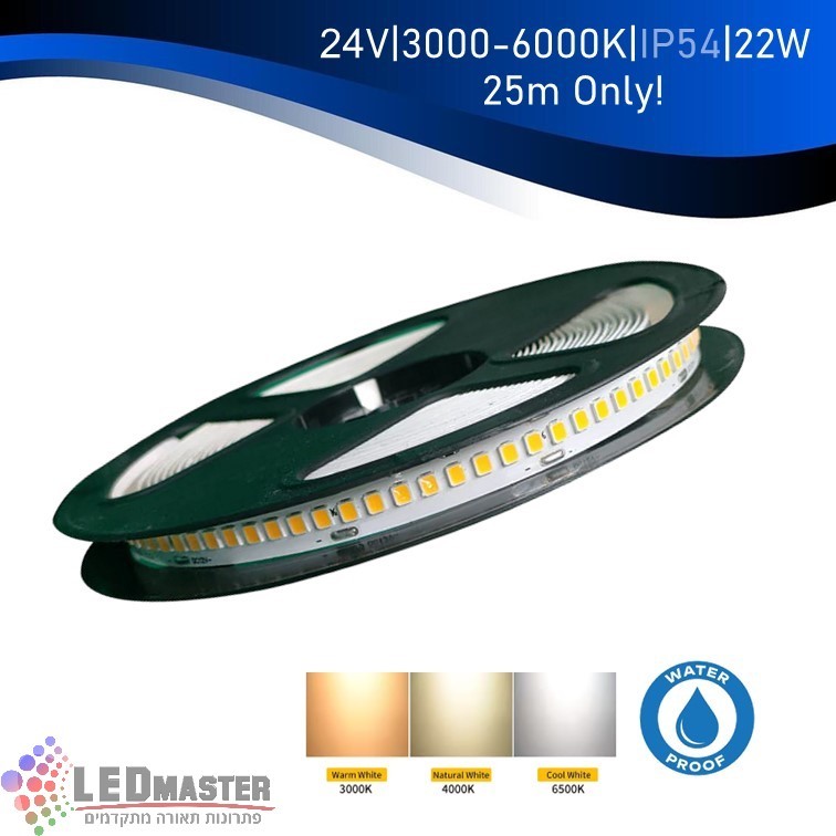 סרט לד מוגן מים 22W 24V IP54 שורה אחת סרט לד מוגן מים 22W 24V IP54 שורה אחת