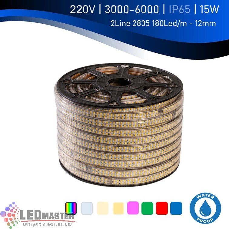 סרט לד IP67 230V 5050 14.4W שורה אחת - 100 מ' סרט לד IP67 230V 5050 14.4W שורה אחת - 100 מ'