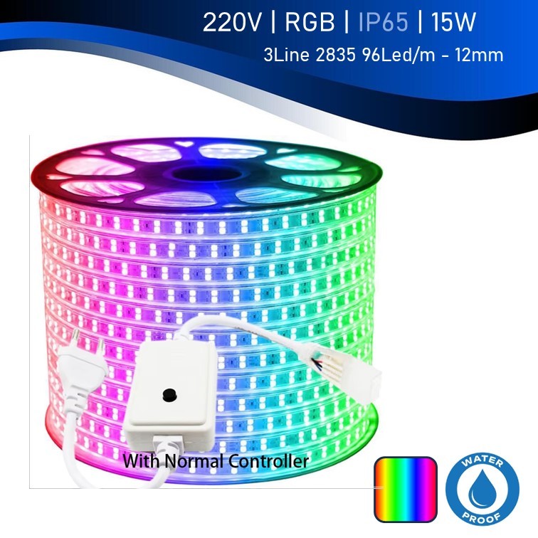 סרט לד RGB מוגן מים IP67 230V 15W - שתי שורות - 100 מ' סרט לד RGB מוגן מים IP67 230V 15W - שתי שורות - 100 מ'