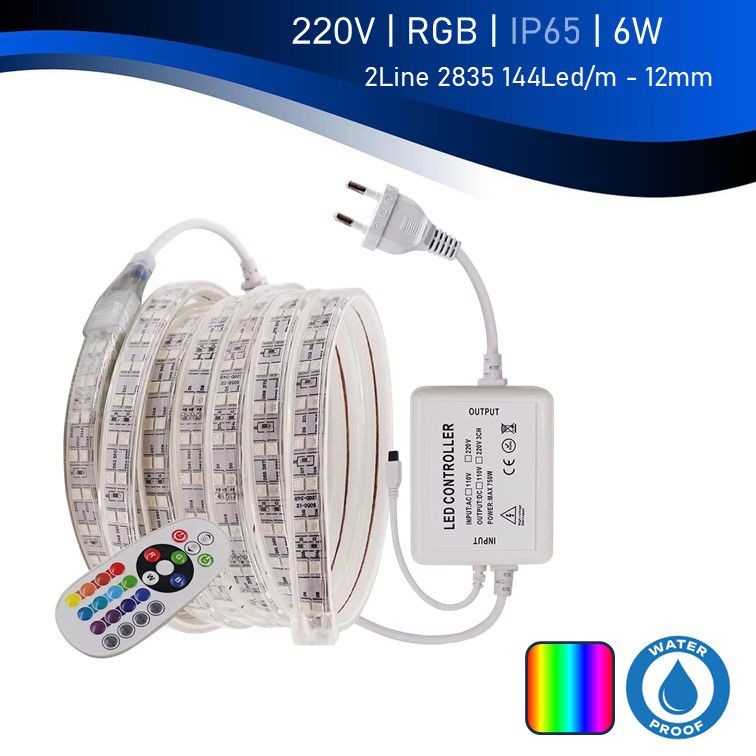 סרט לד RGB מוגן מים IP67 230V 15W - שתי שורות - 100 מ' סרט לד RGB מוגן מים IP67 230V 15W - שתי שורות - 100 מ'