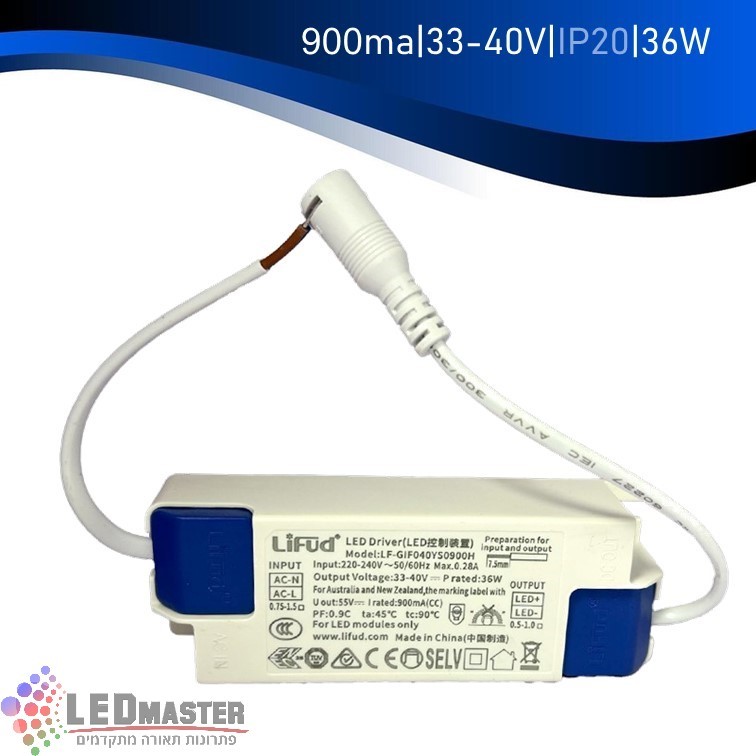 דרייבר לזרם קבוע LIFUD 36W (33-40V 900mA 36W) דרייבר לזרם קבוע LIFUD 36W (33-40V 900mA 36W)