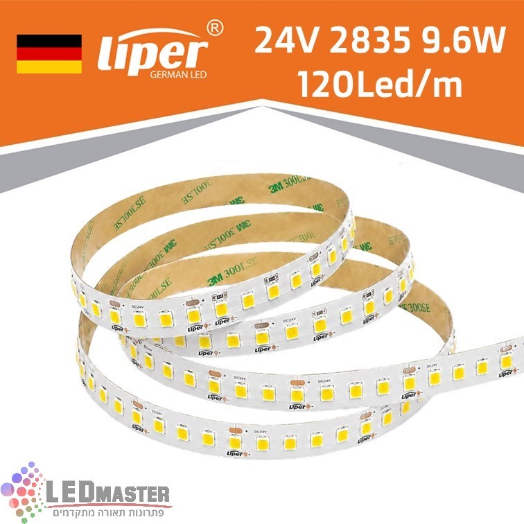 סרט לד 10W-1LINE-120LED-8MM-3000-6500K-24V-SMD הדבקה Liper סרט לד 10W-1LINE-120LED-8MM-3000-6500K-24V-SMD הדבקה Liper