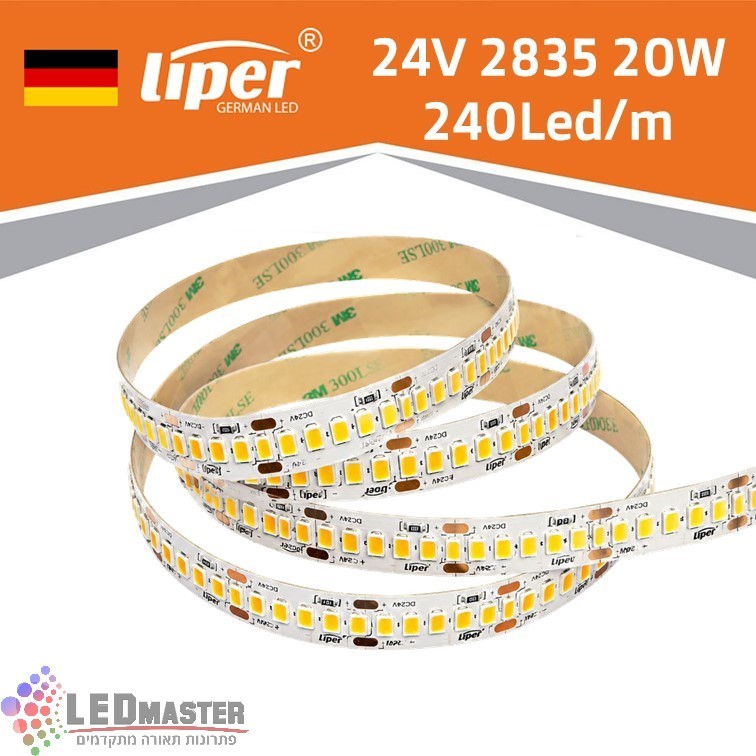 סרט לד 20W-1LINE-240LED-10MM-3000-6500K-24V-SMD הדבקה Liper סרט לד 20W-1LINE-240LED-10MM-3000-6500K-24V-SMD הדבקה Liper