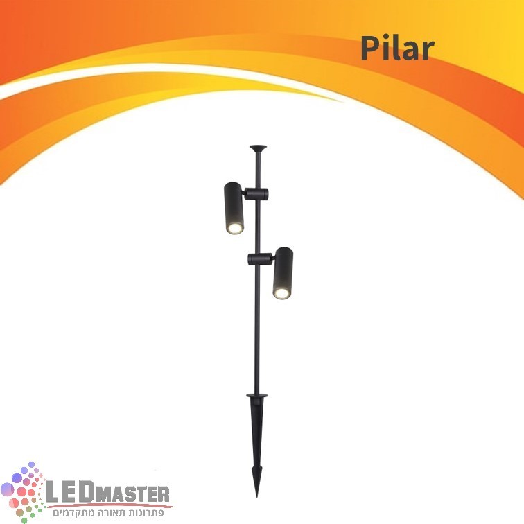 עמוד גינה פילאר כפול 2x5W - לבן חם 3000K עמוד גינה פילאר כפול 2x5W - לבן חם 3000K