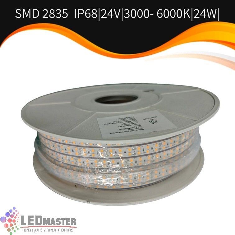 סרט לד 24V 3000-6000K 24W IP68 מוגן מים סרט לד 24V 3000-6000K 24W IP68 מוגן מים