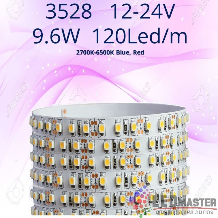 סרט לד גלוי 3528 9.6W 12-24V 120Led/m סרט לד גלוי 3528 9.6W 12-24V 120Led/m