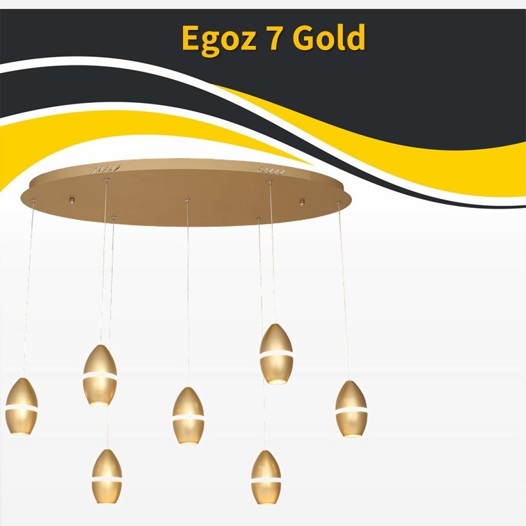 גוף תאורה תלוי אגוז *7 זהב על בסיס אובלי 6W LED (25701) גוף תאורה תלוי אגוז *7 זהב על בסיס אובלי 6W LED (25701)