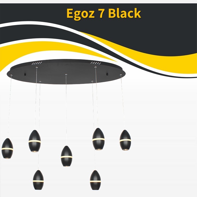גוף תאורה תלוי אגוז *7 שחור על בסיס אובלי 6W LED (25701) גוף תאורה תלוי אגוז *7 שחור על בסיס אובלי 6W LED (25701)