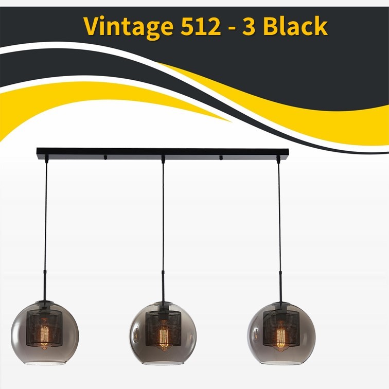 גוף תאורה תלוי וינטג E27 512 שלישיה שחור על פס גוף תאורה תלוי וינטג E27 512 שלישיה שחור על פס