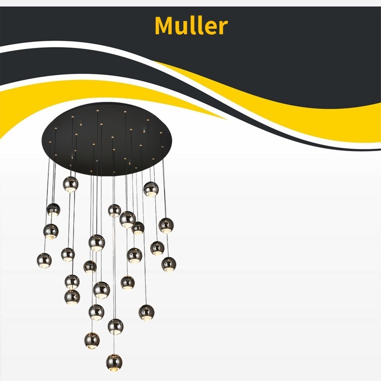 גוף תאורה תלוי מולר *20 שחור צלחת LED 192W (24922) גוף תאורה תלוי מולר *20 שחור צלחת LED 192W (24922)