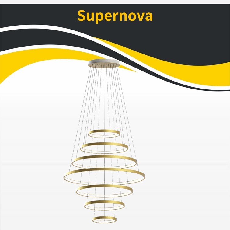 גוף תאורה תלוי סופרנובה *LED 240W 7 פליז (24862) גוף תאורה תלוי סופרנובה *LED 240W 7 פליז (24862)