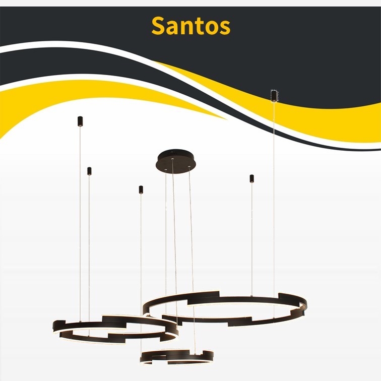 גוף תאורה תלוי סנטוס *3 שחור LED 110W (24394) גוף תאורה תלוי סנטוס *3 שחור LED 110W (24394)