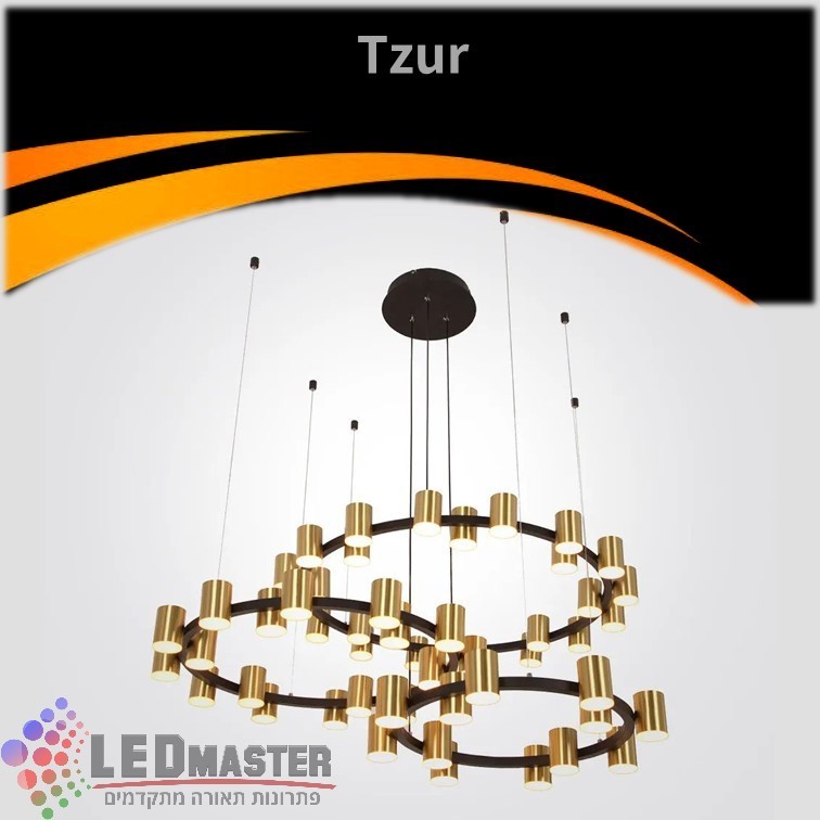 גוף תאורה תלוי לתקרה גבוהה צור 54*10W לד פליז+שחור גוף תאורה תלוי לתקרה גבוהה צור 54*10W לד פליז+שחור