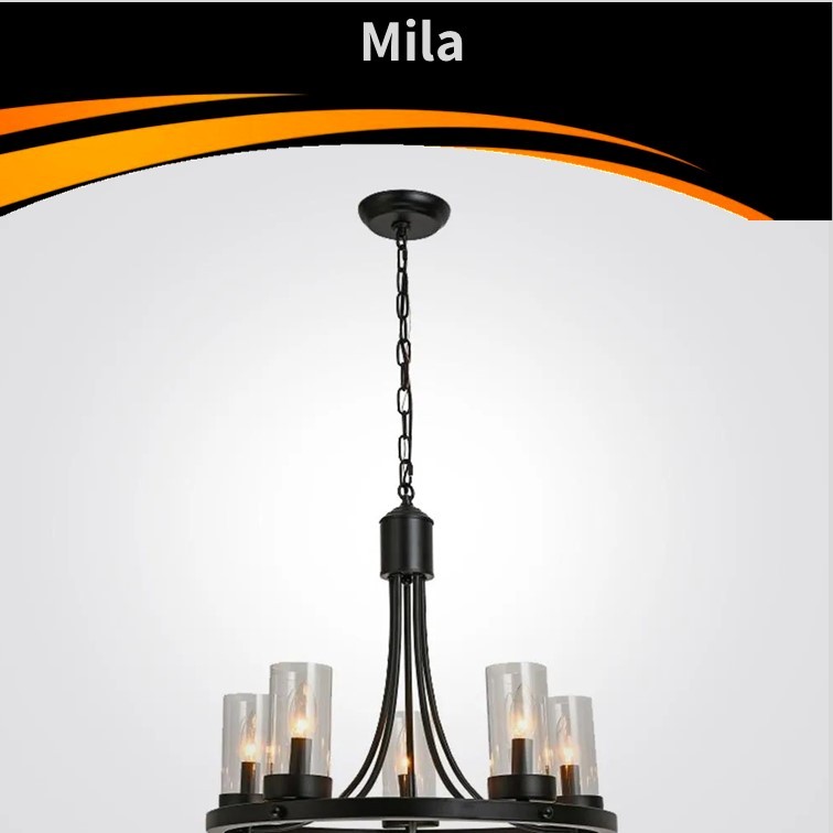 גוף תאורה מנורת תליה מילא E14 5*60W שחור גוף תאורה מנורת תליה מילא E14 5*60W שחור