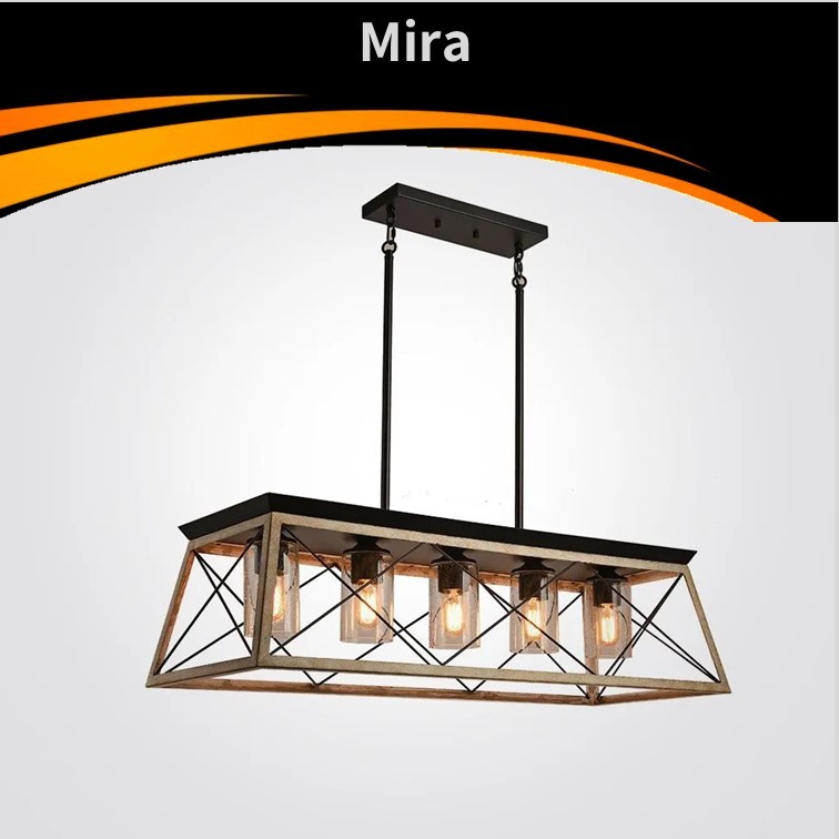 גוף תאורה תליה מירה E27 5*60W שחור ועץ גוף תאורה תליה מירה E27 5*60W שחור ועץ