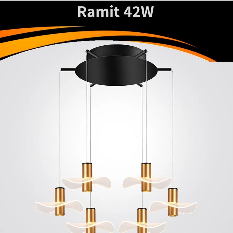 גוף תאורה תליה רמית 42W לד שישייה צבע זהב גוף תאורה תליה רמית 42W לד שישייה צבע זהב
