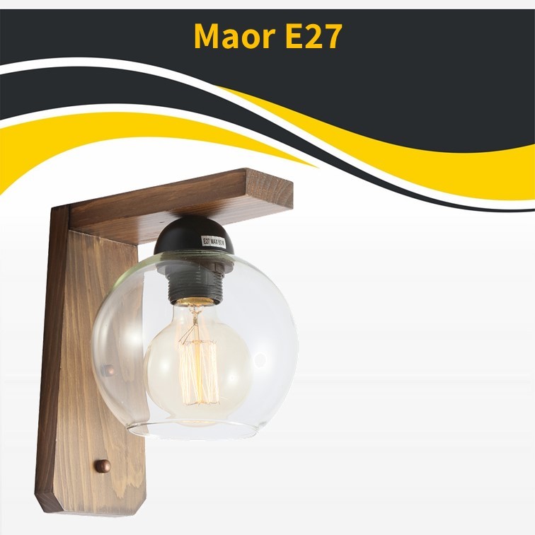 מאור קיר עץ 60W E27 (22848) מאור קיר עץ 60W E27 (22848)