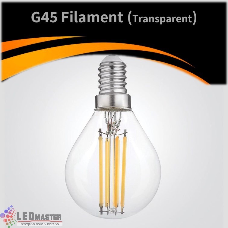 נורת כדור פילמנט G45 4W אמבר E14 (שקוף) נורת כדור פילמנט G45 4W אמבר E14 (שקוף)