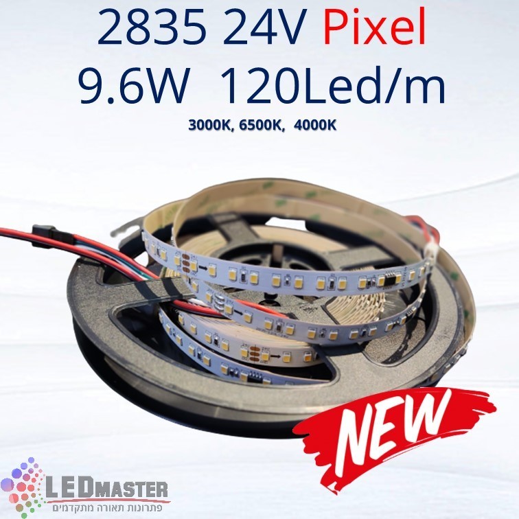סרט לד גלוי 2835 9.6W 24V 120Led/m פיקסל צבע בודד סרט לד גלוי 2835 9.6W 24V 120Led/m פיקסל צבע בודד