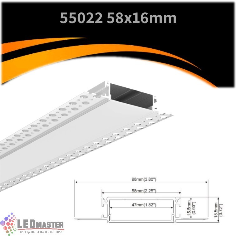 פרופיל תאורה אלומיניום שקוע טרימלס 90X18.5mm פרופיל תאורה אלומיניום שקוע טרימלס 90X18.5mm